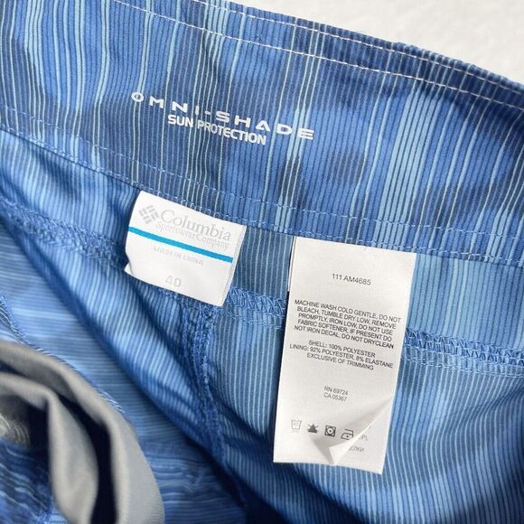 COLUMBIA Mens Size 40 Blue Board Shorts Floral‎ Hawaiian Swim Trunks Omni Shade - Picture 5 of 8